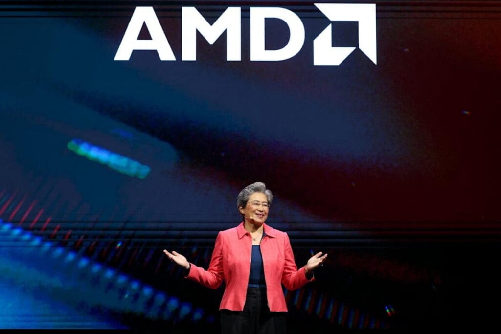 AMD 실적 발표 리사수 회장 AMD실적 발표에서 리사수 회장이 연설하는 모습